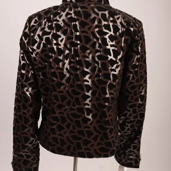 UBU BIKER Coat Animal Giraffe MOTO JACKET FLOCKED - Picture 4 of 7